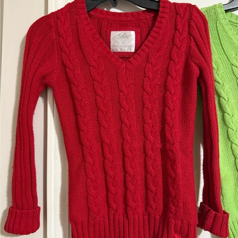 Bundle of 2 Justice Cable-Knit Sweaters